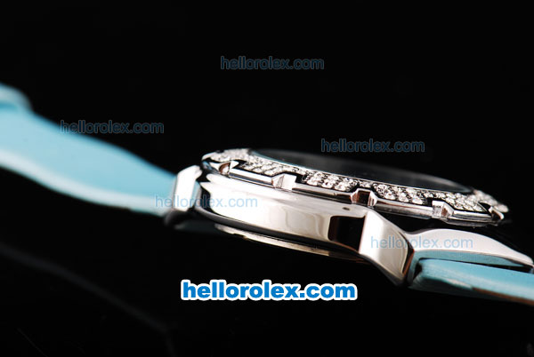 Tag Heuer Formula 1 Quartz Movement Silver Case with Diamond Bezel-Blue Dial and Blue Leather Strap-Lady Size - Click Image to Close